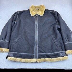 Excelled Jacket Mens 4XL Black Shearling B3 Aviator Flight Coat Bomber Collared